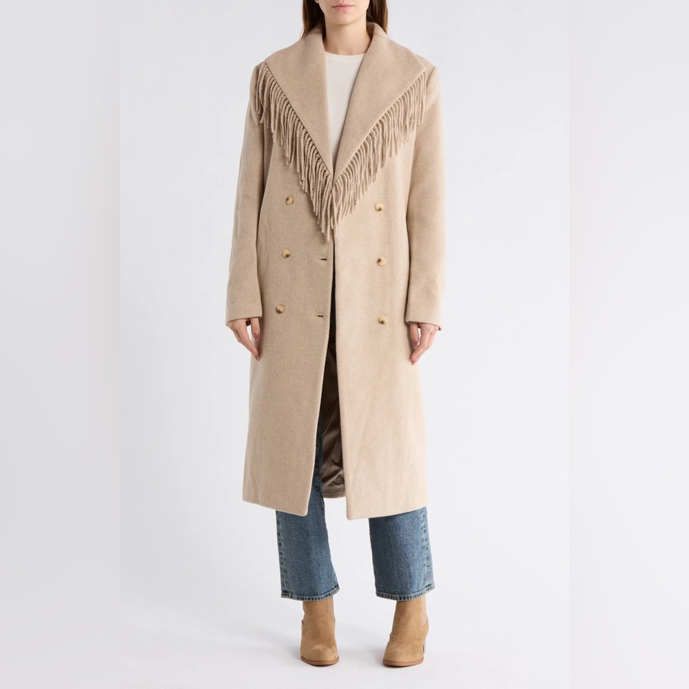WAYF Fringe Double Breasted Coat
